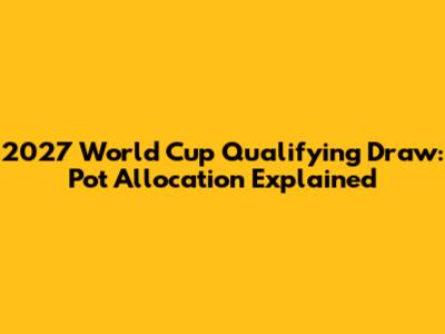 2027 World Cup Qualifying Draw: Pot Allocation Explained
