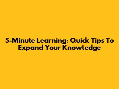 5-Minute Learning: Quick Tips To Expand Your Knowledge