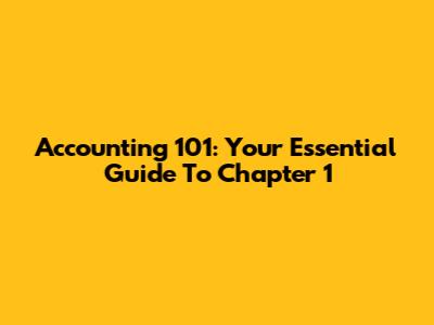 Accounting 101: Your Essential Guide To Chapter 1
