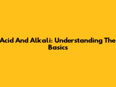 Acid And Alkali: Understanding The Basics