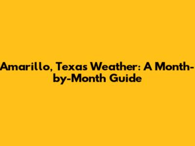 Amarillo, Texas Weather: A Month-by-Month Guide