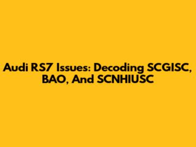 Audi RS7 Issues: Decoding SCGISC, BAO, And SCNHIUSC