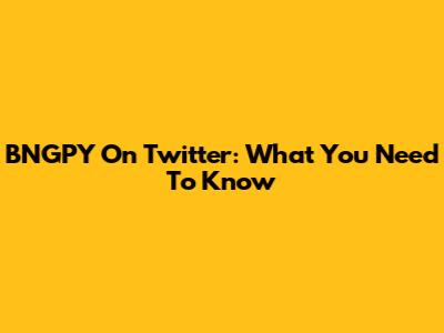 BNGPY On Twitter: What You Need To Know