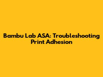 Bambu Lab ASA: Troubleshooting Print Adhesion