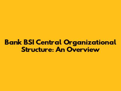 Bank BSI Central Organizational Structure: An Overview