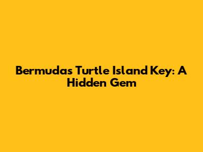 Bermuda's Turtle Island Key: A Hidden Gem