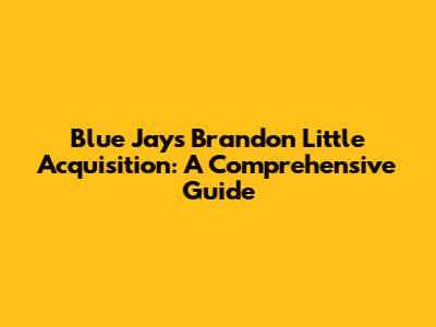 Blue Jays' Brandon Little Acquisition: A Comprehensive Guide
