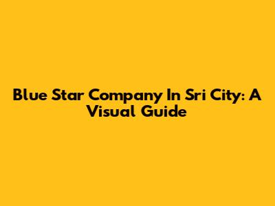 Blue Star Company In Sri City: A Visual Guide