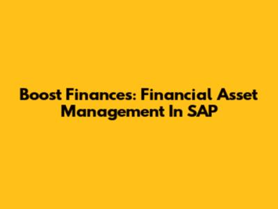 Boost Finances: Financial Asset Management In SAP