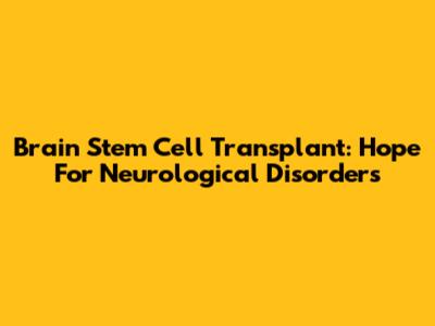 Brain Stem Cell Transplant: Hope For Neurological Disorders
