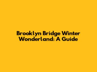 Brooklyn Bridge Winter Wonderland: A Guide