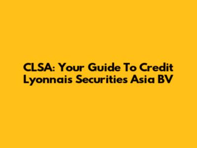 CLSA: Your Guide To Credit Lyonnais Securities Asia BV