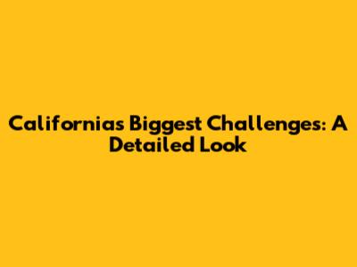 California's Biggest Challenges: A Detailed Look
