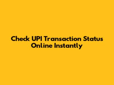 Check UPI Transaction Status Online Instantly