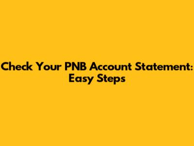 Check Your PNB Account Statement: Easy Steps
