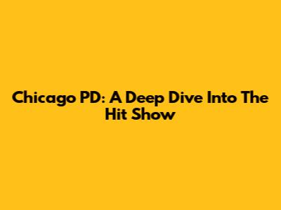 Chicago PD: A Deep Dive Into The Hit Show