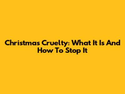 Christmas Cruelty: What It Is And How To Stop It