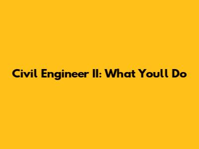 Civil Engineer II: What You'll Do