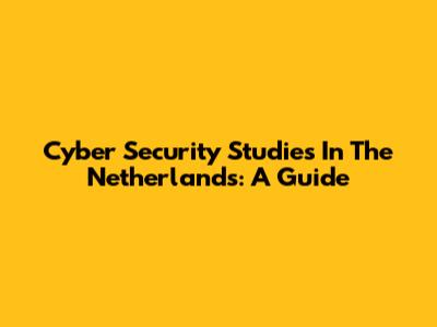 Cyber Security Studies In The Netherlands: A Guide