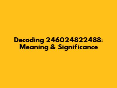Decoding 246024822488: Meaning & Significance