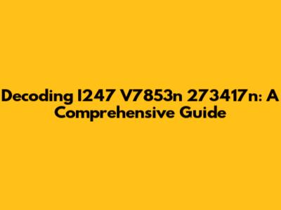 Decoding I247 V7853n 273417n: A Comprehensive Guide
