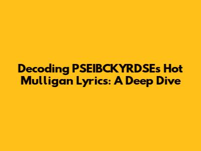 Decoding PSEIBCKYRDSE's Hot Mulligan Lyrics: A Deep Dive