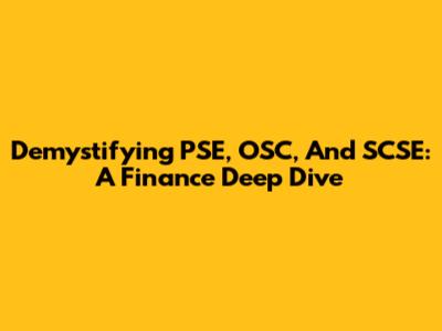 Demystifying PSE, OSC, And SCSE: A Finance Deep Dive
