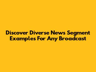 Discover Diverse News Segment Examples For Any Broadcast