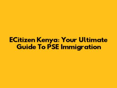 ECitizen Kenya: Your Ultimate Guide To PSE Immigration
