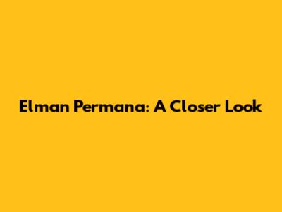 Elman Permana: A Closer Look