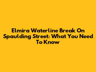 Elmira Waterline Break On Spaulding Street: What You Need To Know