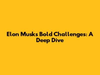 Elon Musk's Bold Challenges: A Deep Dive