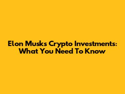 Elon Musk's Crypto Investments: What You Need To Know