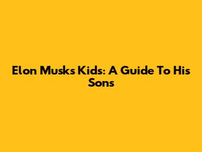 Elon Musk's Kids: A Guide To His Sons