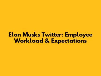 Elon Musk's Twitter: Employee Workload & Expectations