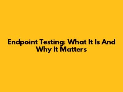 Endpoint Testing: What It Is And Why It Matters