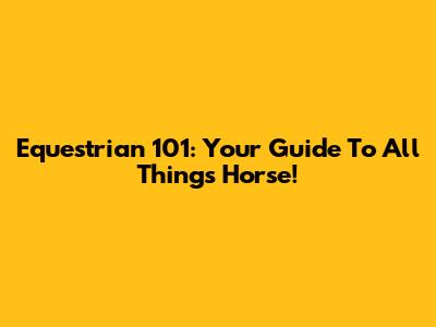 Equestrian 101: Your Guide To All Things Horse!
