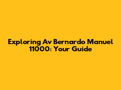 Exploring Av Bernardo Manuel 11000: Your Guide