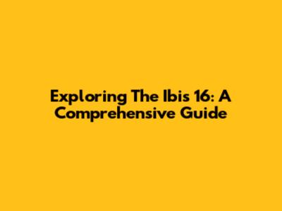 Exploring The Ibis 16: A Comprehensive Guide
