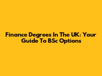 Finance Degrees In The UK: Your Guide To BSc Options