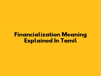 Financialization Meaning Explained In Tamil