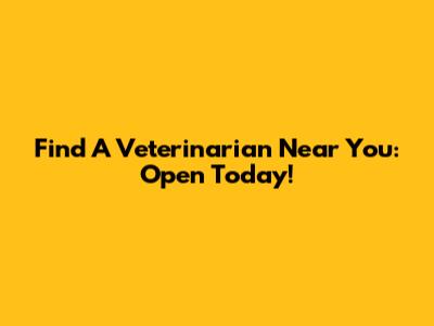 Find A Veterinarian Near You: Open Today!