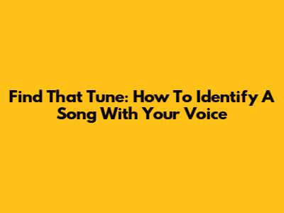 Find That Tune: How To Identify A Song With Your Voice