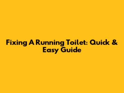 Fixing A Running Toilet: Quick & Easy Guide