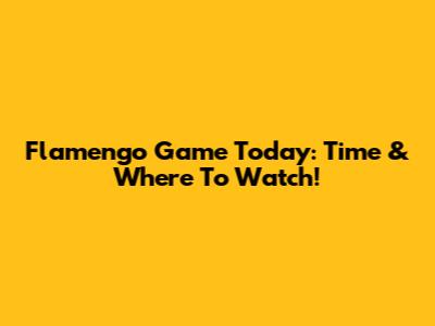 Flamengo Game Today: Time & Where To Watch!