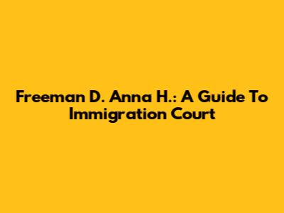 Freeman D. Anna H.: A Guide To Immigration Court