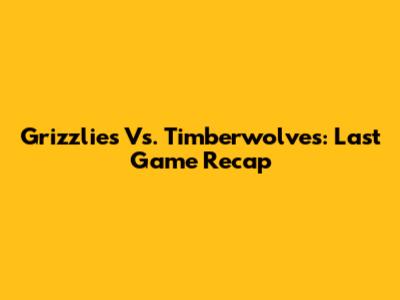 Grizzlies Vs. Timberwolves: Last Game Recap