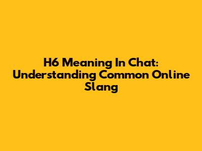 H6 Meaning In Chat: Understanding Common Online Slang