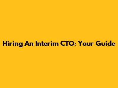 Hiring An Interim CTO: Your Guide