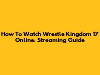How To Watch Wrestle Kingdom 17 Online: Streaming Guide